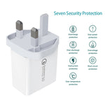 SDC-30W 2 合 1 USB 轉 USB-C / Type-C 數據線 + 30W QC 3.0 USB + 2.4A 雙 USB 2.0 埠 手機平板電腦通用快速充電器旅行充電組，英規插頭，附 USB-C / Type-C 線，英規插頭