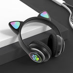 TN-28 3.5mm 藍牙 5.0 雙連接 RGB 貓耳重低音立體聲降噪耳機 支援 TF 卡附麥克風