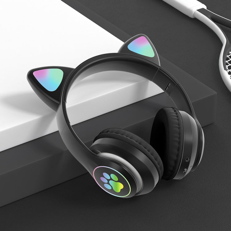 TN-28 3.5mm 藍牙 5.0 雙連接 RGB 貓耳重低音立體聲降噪耳機 支援 TF 卡附麥克風