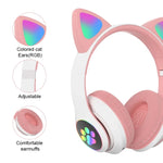 TN-28 3.5mm 藍牙 5.0 雙連接 RGB 貓耳重低音立體聲降噪耳機 支援 TF 卡附麥克風