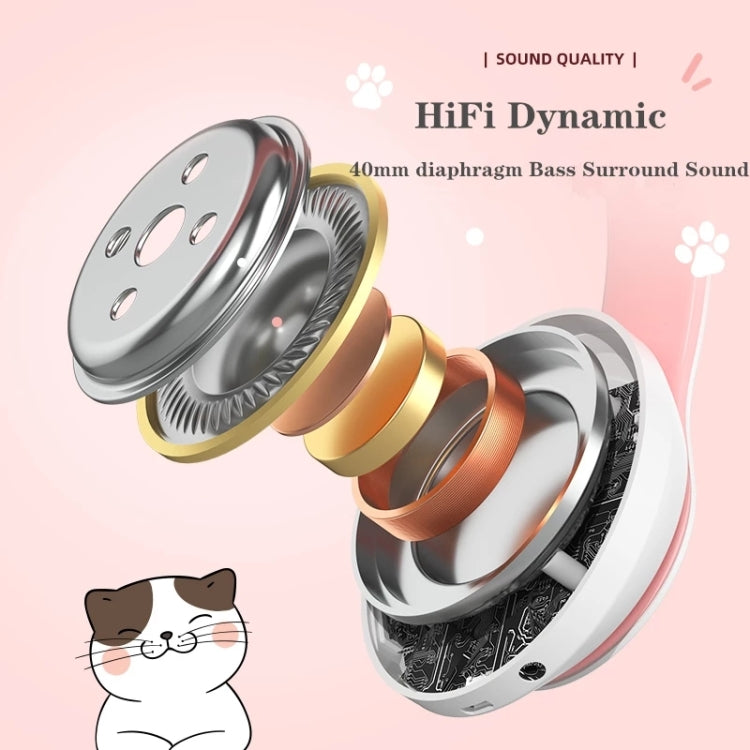 TN-28 3.5mm 藍牙 5.0 雙連接 RGB 貓耳重低音立體聲降噪耳機 支援 TF 卡附麥克風