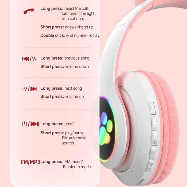 TN-28 3.5mm 藍牙 5.0 雙連接 RGB 貓耳重低音立體聲降噪耳機 支援 TF 卡附麥克風