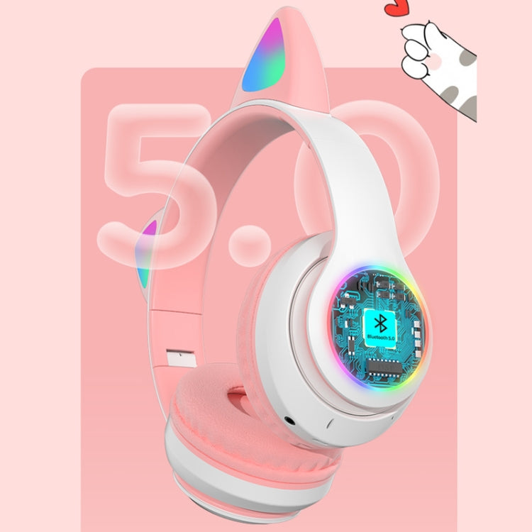 TN-28 3.5mm 藍牙 5.0 雙連接 RGB 貓耳重低音立體聲降噪耳機 支援 TF 卡附麥克風
