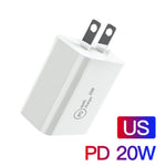 SDC-20W 2合1 PD 20W USB-C / Type-C 旅行充電器 + 3A PD3.0 USB-C / Type-C轉8針快速充電數據線組合，線長：1m，美規插頭，歐規插頭，英規插頭