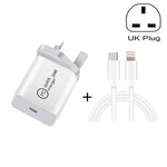 SDC-20W 2合1 PD 20W USB-C / Type-C 旅行充電器 + 3A PD3.0 USB-C / Type-C轉8針快速充電數據線組合，線長：1m，美規插頭，歐規插頭，英規插頭