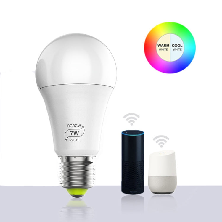7W E27 RGBCW WIFI LED智能燈泡無線智能家居自動化燈