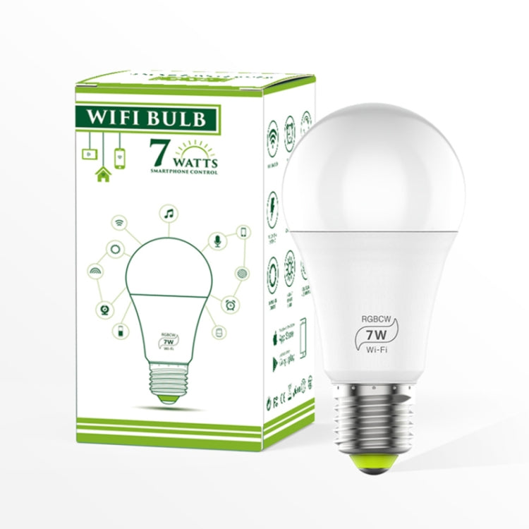 7W E27 RGBCW WIFI LED智能燈泡無線智能家居自動化燈