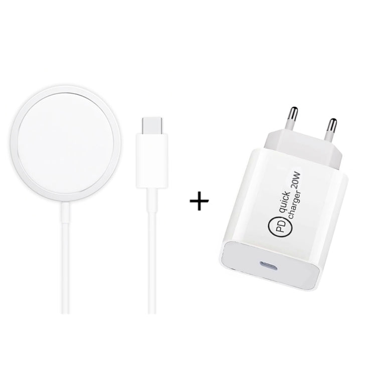 XJ-31 2合1 15W 磁吸無線充電器 + PD 20W USB-C / Type-C 旅行充電套裝，適用 iPhone 12 系列，歐規插頭、美規插頭、英規插頭