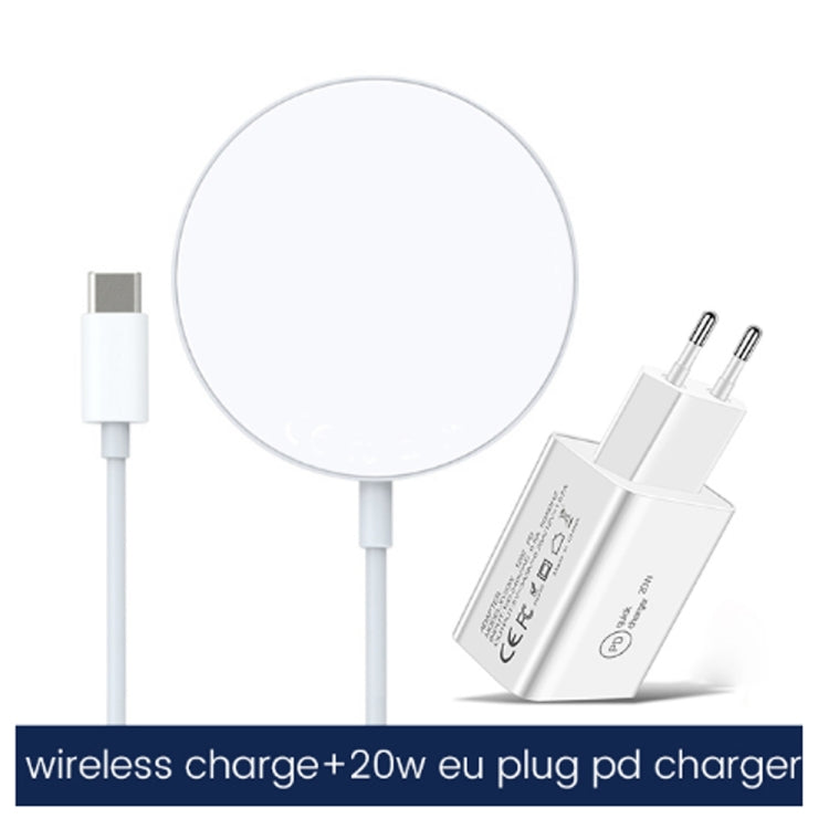 XJ-31 2合1 15W 磁吸無線充電器 + PD 20W USB-C / Type-C 旅行充電套裝，適用 iPhone 12 系列，歐規插頭、美規插頭、英規插頭