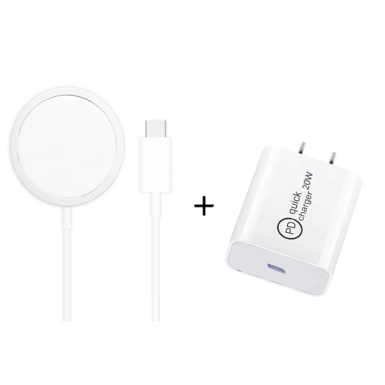 XJ-31 2合1 15W 磁吸無線充電器 + PD 20W USB-C / Type-C 旅行充電套裝，適用 iPhone 12 系列，歐規插頭、美規插頭、英規插頭