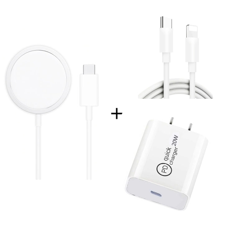 XJ-32 3合1 15W磁吸無線充電 + PD 20W USB-C / Type-C旅行充電 + USB-C / Type-C轉8針快速充電線，適用iPhone系列，美規插頭，歐規插頭，英規插頭