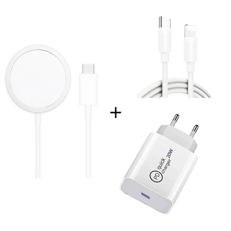 XJ-32 3合1 15W磁吸無線充電 + PD 20W USB-C / Type-C旅行充電 + USB-C / Type-C轉8針快速充電線，適用iPhone系列，美規插頭，歐規插頭，英規插頭