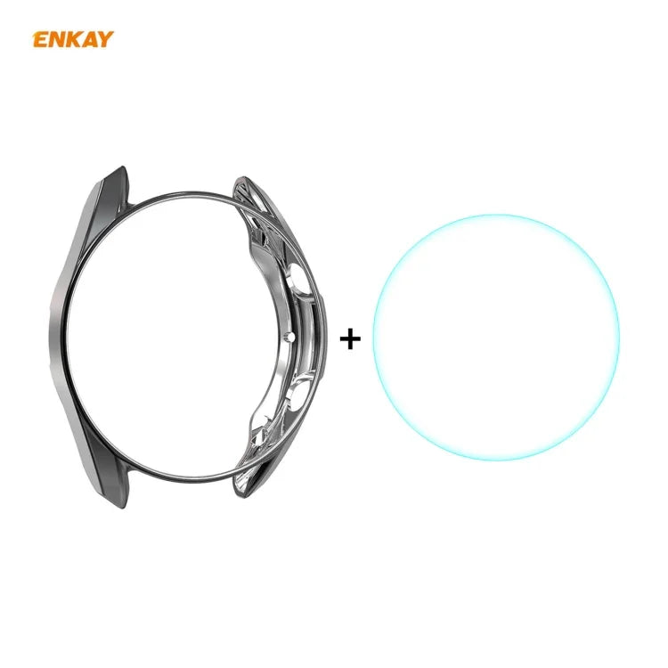 適用於 Samsung Galaxy Watch 3 45mm 2 合 1 ENKAY Hat-Prince 電鍍軟 TPU 保護殼 + 0.2mm 9H 2.15D 曲面邊緣鋼化玻璃保護貼