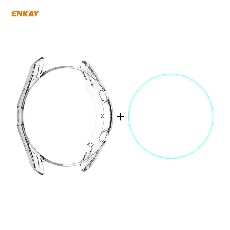 2 合 1 ENKAY Hat-Prince 透明軟 TPU 保護殼 + 0.2mm 9H 2.15D 曲面邊緣鋼化玻璃保護貼，適用於 Samsung Galaxy Watch 3 45mm