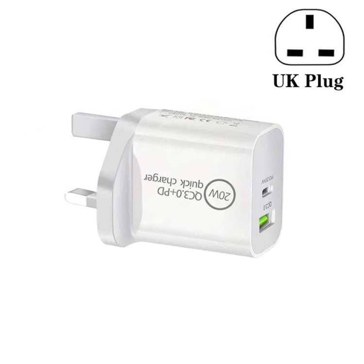 SDC-20WA+C 20W PD + QC 3.0 USB 雙快充通用旅行充電器，英規插頭，英規插頭