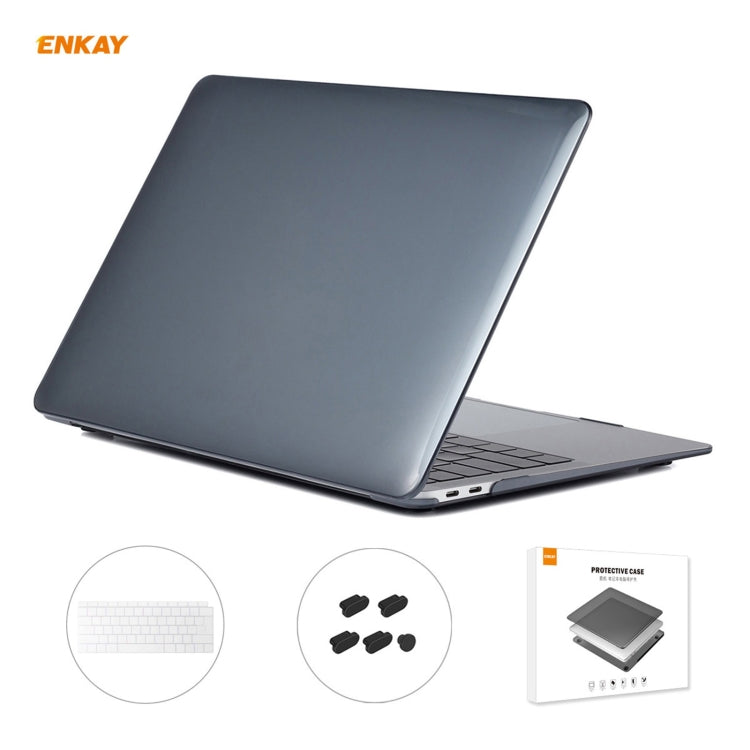 ENKAY 3合1水晶筆記型電腦保護殼 + 歐規TPU鍵盤膜 + 防塵塞組合，適用於MacBook Air 13.3吋 A1932 (2018)