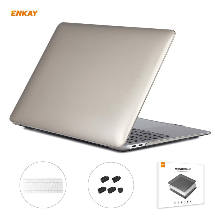 ENKAY 3合1水晶筆記型電腦保護殼 + 歐規TPU鍵盤膜 + 防塵塞組合，適用於MacBook Air 13.3吋 A1932 (2018)