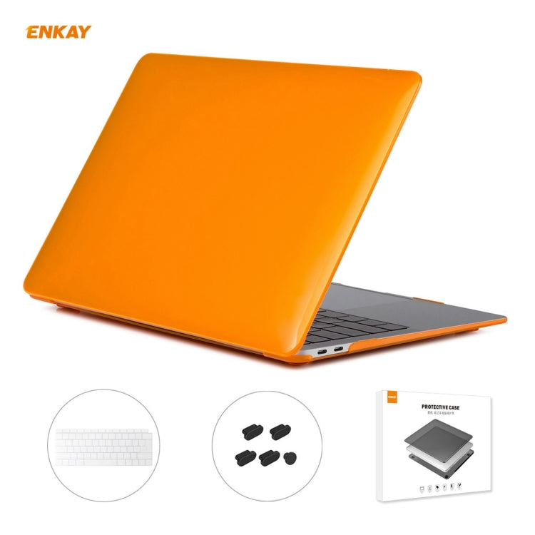 ENKAY 3合1水晶筆記型電腦保護殼 + 歐規TPU鍵盤膜 + 防塵塞組合，適用於MacBook Air 13.3吋 A1932 (2018)