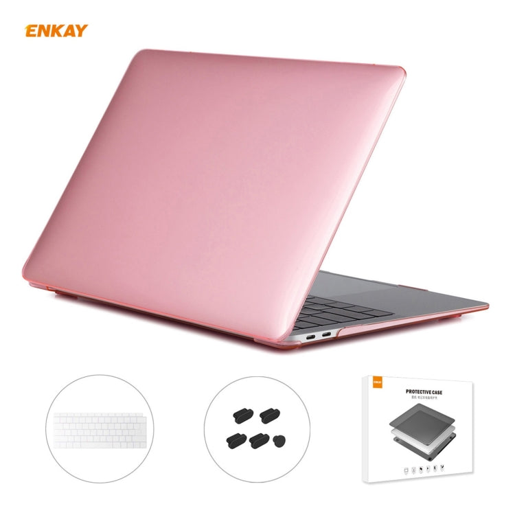 ENKAY 3合1水晶筆記型電腦保護殼 + 歐規TPU鍵盤膜 + 防塵塞組合，適用於MacBook Air 13.3吋 A1932 (2018)