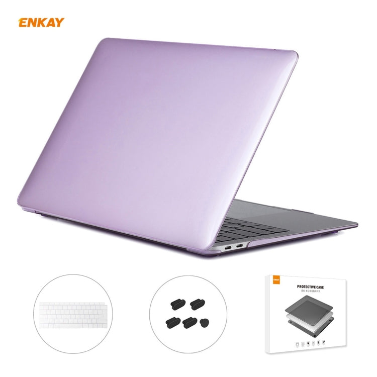 ENKAY 3合1水晶筆記型電腦保護殼 + 歐規TPU鍵盤膜 + 防塵塞組合，適用於MacBook Air 13.3吋 A1932 (2018)