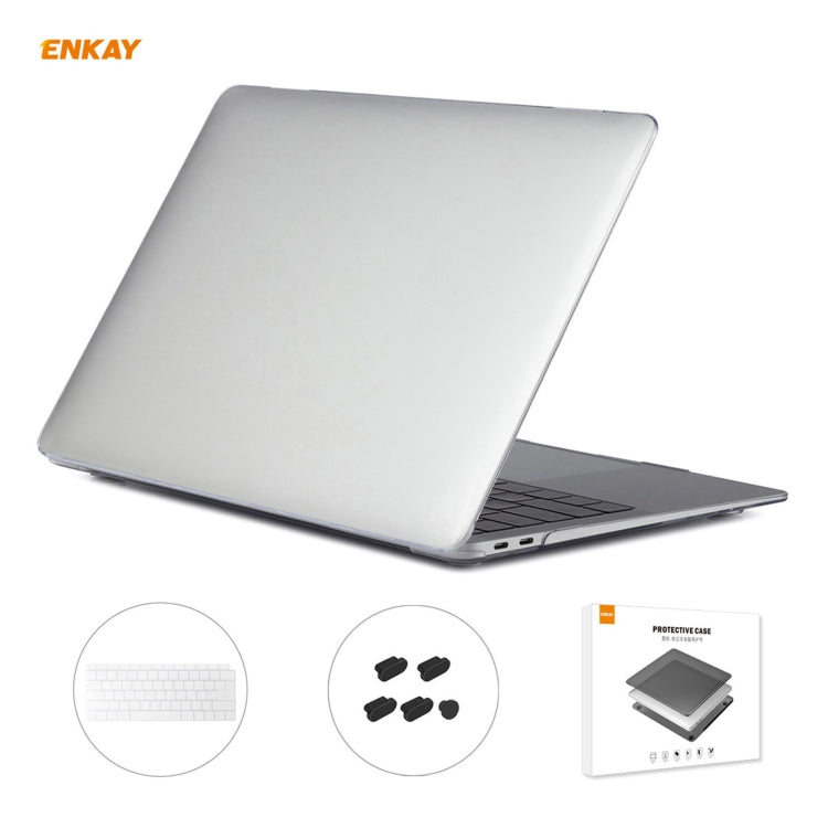ENKAY 3合1水晶筆記型電腦保護殼 + 歐規TPU鍵盤膜 + 防塵塞組合，適用於MacBook Air 13.3吋 A1932 (2018)