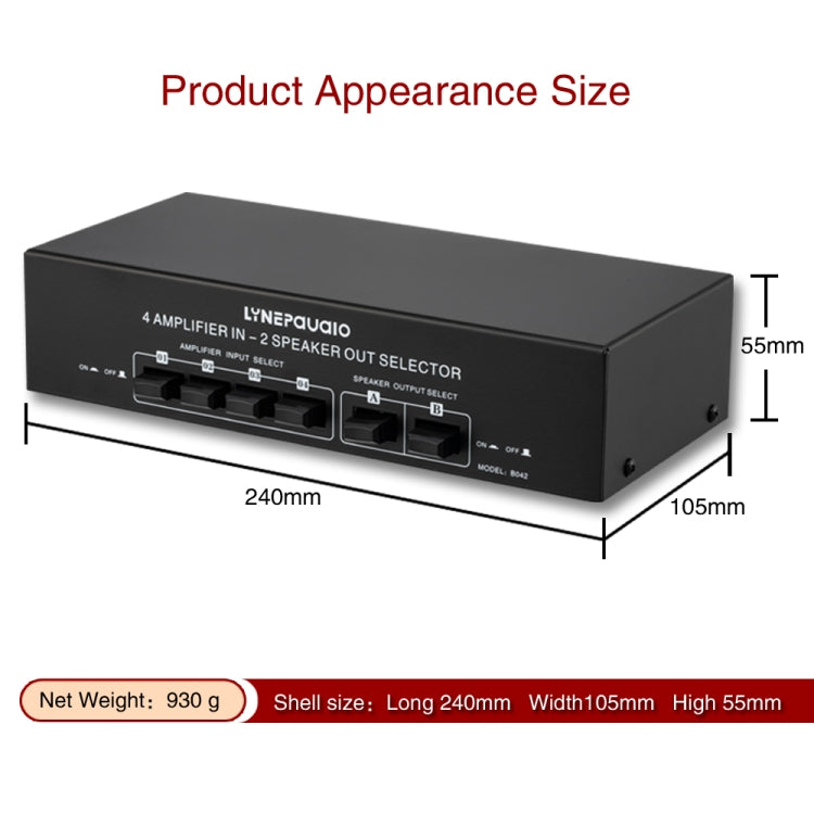 4 進 2 出功率放大及揚聲器切換器揚聲器切換分配器，每通道 300W 無損音質，4 進 2 出