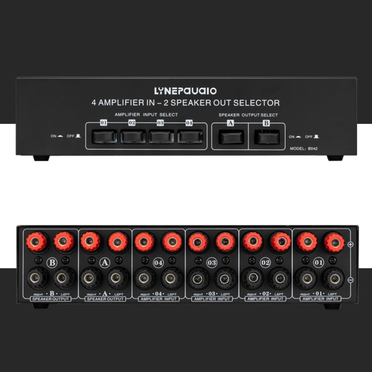 4 進 2 出功率放大及揚聲器切換器揚聲器切換分配器，每通道 300W 無損音質，4 進 2 出
