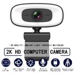 C10 2K 高清無失真 360 度旋轉三速補光 USB 免驅動網路攝影機，內建更清晰麥克風