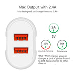 雙USB便攜旅行充電器 + 1米USB轉Micro USB數據線，美規插頭