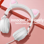 P28 Cat Ear Wired Headphone Muisc Stereo Headset with Microphone