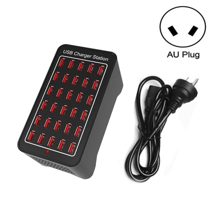 XLD-A7 150W 30口USB快速充電站智能充電器，AC 110-240V，150W 30口USB歐規插頭，150W 30口USB美規插頭，150W 30口USB澳規插頭，150W 30口USB英規插頭