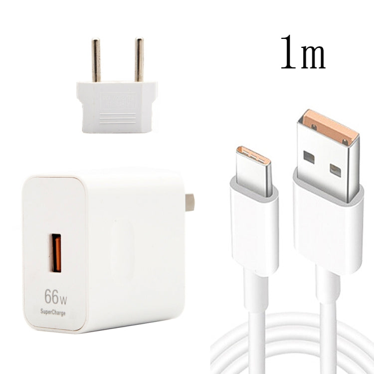 66W USB快速充電旅行充電器，附歐規插頭轉換頭 + 6A USB轉Type-C閃充數據線，歐規插頭，歐規插頭(1m)，歐規插頭(1.5m)，歐規插頭(2m)