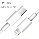 XJ-61 12W USB-C / Type-C 轉 8 Pin PD 快充線，1米，1.5米，2米