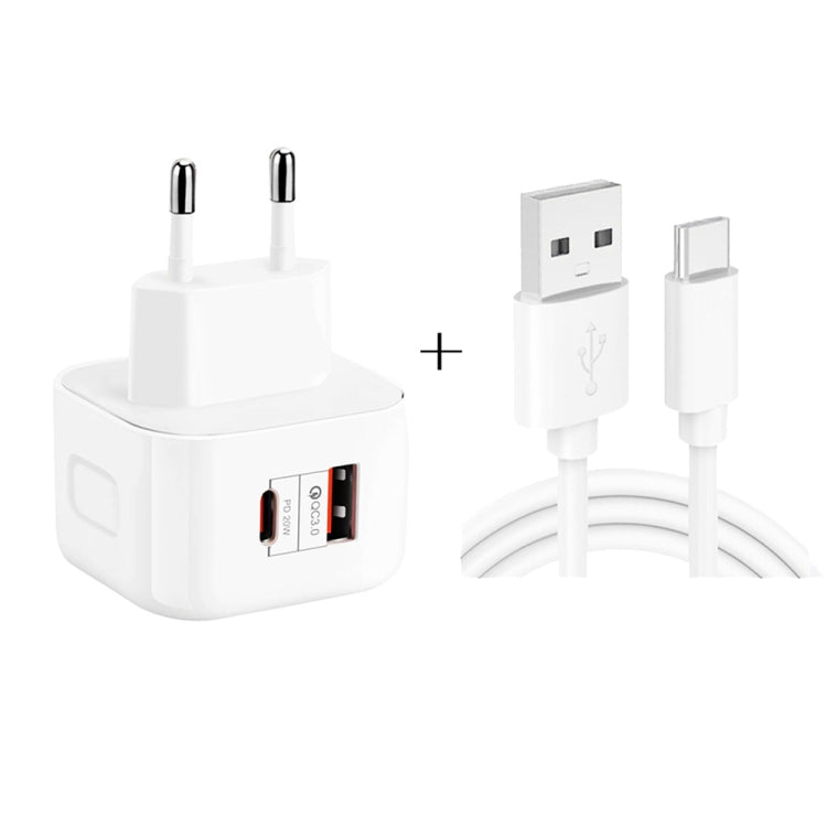 YSY-6087PD 20W PD3.0 + QC3.0 雙快充旅行充電器，附 USB 轉 Type-C 數據線，歐規插頭、美規插頭、英規插頭