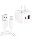 YSY-6087PD 20W PD3.0 + QC3.0 雙快充旅行充電器，附 USB 轉 Type-C 數據線，歐規插頭、美規插頭、英規插頭
