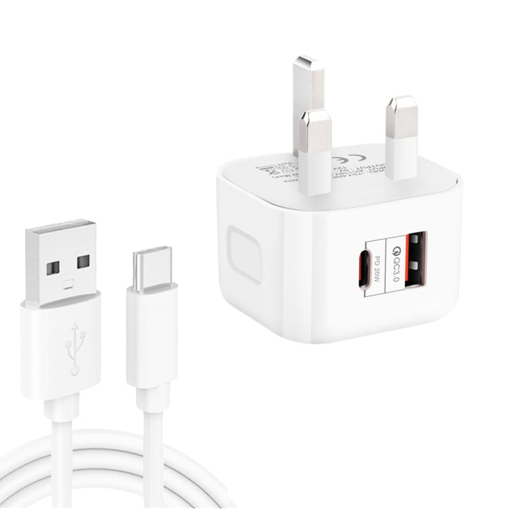 YSY-6087PD 20W PD3.0 + QC3.0 雙快充旅行充電器，附 USB 轉 Type-C 數據線，歐規插頭、美規插頭、英規插頭
