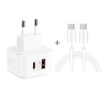 YSY-6087PD 20W PD3.0 + QC3.0 雙快充旅行充電器，附 Type-C 轉 Type-C 數據線，歐規插頭、美規插頭、英規插頭