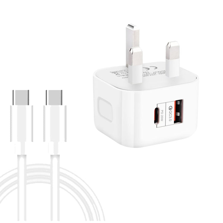YSY-6087PD 20W PD3.0 + QC3.0 雙快充旅行充電器，附 Type-C 轉 Type-C 數據線，歐規插頭、美規插頭、英規插頭