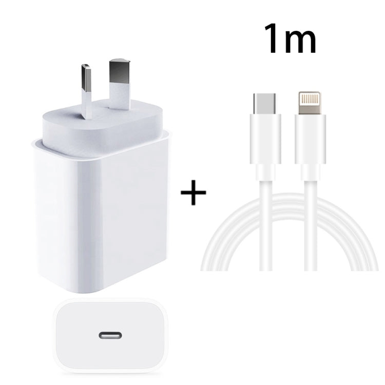 PD 20W PD 3.0 旅行快速充電電源適配器，附 USB-C / Type-C 轉 8 Pin 快充數據線，澳洲插頭