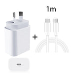 20W PD 3.0 旅行快速充電電源適配器，附 USB-C / Type-C 轉 Type-C 快充數據線，澳洲插頭，1 米，2 米