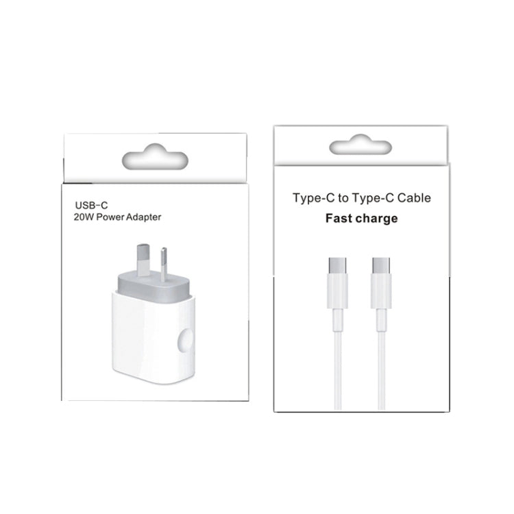 20W PD 3.0 旅行快速充電電源適配器，附 USB-C / Type-C 轉 Type-C 快充數據線，澳洲插頭，1 米，2 米