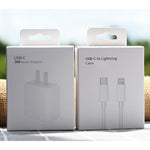 PD 20W 單 USB-C / Type-C 埠旅行充電器 + 3A PD3.0 USB-C / Type-C 轉 8 Pin 快充數據線組，美國插頭，20W 美國插頭 + PD 線 1.5 米，20W 美國插頭 + PD 線 2 米