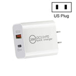 雙快速充電20W PD3.0+QC 3.0介面旅行充電器，適用iPhone、華為、三星、小米，歐規插頭，美規插頭，澳規插頭