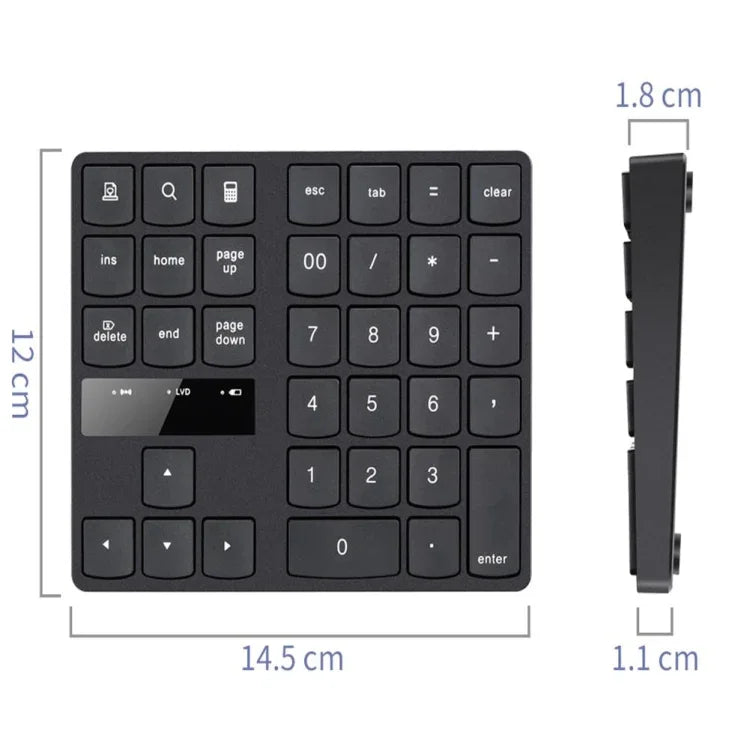2.4G USB 無線數字鍵盤 35 鍵充電數字鍵盤，筆記型電腦迷你數字鍵盤