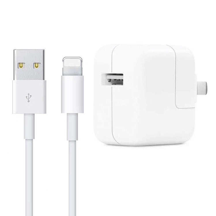 12W USB 充電器 + USB轉8針數據線，適用iPad / iPhone / iPod系列，美國插頭
