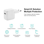 12W USB 充電器 + USB轉8針數據線，適用iPad / iPhone / iPod系列，歐盟插頭