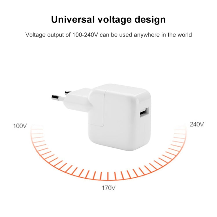 12W USB 充電器 + USB轉8針數據線，適用iPad / iPhone / iPod系列，歐盟插頭