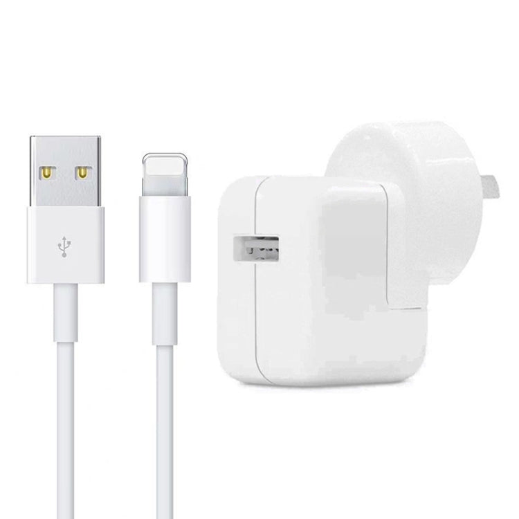12W USB 充電器 + USB轉8針數據線，適用iPad / iPhone / iPod系列，澳洲插頭