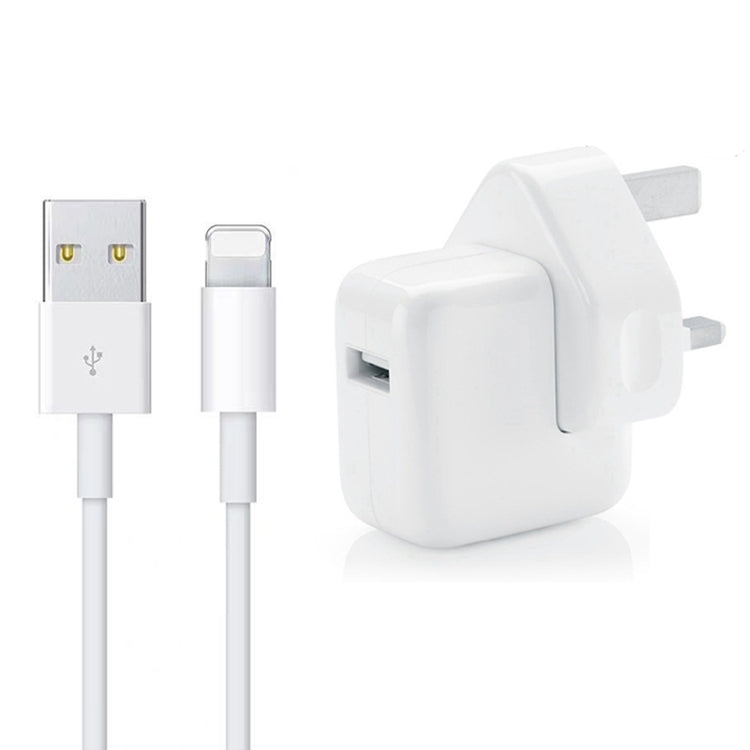 12W USB 充電器 + USB轉8針數據線，適用iPad / iPhone / iPod系列，英國插頭