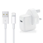 12W USB 充電器 + USB轉8針數據線，適用iPad / iPhone / iPod系列，英國插頭
